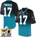 Nike Carolina Panthers #17 Devin Funchess BlackBlue Super Bowl 50 Men Stitched NFL Elite Fadeaway Fashion Jersey