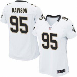 Women\'s Nike New Orleans Saints #95 Tyeler Davison Limited White NFL Jersey