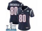 Women Nike New England Patriots #80 Danny Amendola Navy Blue Team Color Vapor Untouchable Limited Player Super Bowl LII NFL Jersey