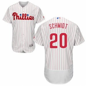 Men\'s Majestic Philadelphia Phillies #20 Mike Schmidt White Red Strip Flexbase Authentic Collection MLB Jersey
