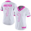 Womens Nike New Orleans Saints #7 Morten Andersen White Pink Stitched NFL Limited Rush Fashion Jersey