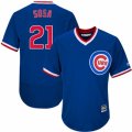Mens Majestic Chicago Cubs #21 Sammy Sosa Replica Royal Blue Cooperstown Cool Base MLB Jersey