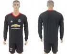 2017-18 Manchester United Black Long Sleeve Goalkeeper Soccer Jersey