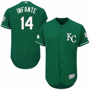 Men\'s Majestic Kansas City Royals #14 Omar Infante Green Celtic Flexbase Authentic Collection MLB Jersey