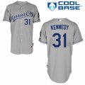 Men's Majestic Kansas City Royals #31 Ian Kennedy Replica Grey Road Cool Base MLB Jersey