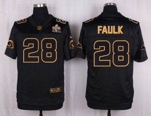 Nike St. Louis Rams #28 Marshall Faulk Black Pro Line Gold Collection Jersey(Elite)