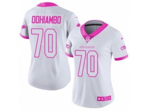 Women Nike Seattle Seahawks #70 Rees Odhiambo Limited White-Pink Rush Fashion NFL Jersey
