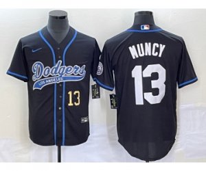 Men\'s Los Angeles Dodgers #13 Max Muncy Number Black Cool Base Stitched Baseball Jersey