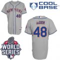 New York Mets #48 Jacob DeGrom Grey Road Cool Base W 2015 World Series Patch Stitched MLB Jersey