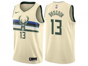 Men Nike Milwaukee Bucks #13 Malcolm Brogdon Cream NBA Swingman City Edition Jersey