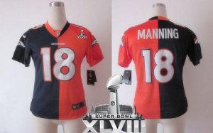 2014 super bowl xlvii nike women nfl jerseys denver broncos #18 manning orange-blue[nike split]