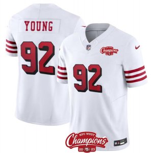 Men\'s San Francisco 49ers #92 Chase Young White 2023 F.U.S.E. NFC West Champions Alternate Football Stitched Jersey