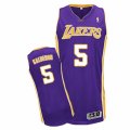Mens Adidas Los Angeles Lakers #5 Jose Calderon Authentic Purple Road NBA Jersey