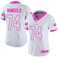 Womens Nike New York Jets #74 Nick Mangold White Pink Stitched NFL Limited Rush Fashion Jersey