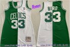 Celtics #33 Larry Bird Split Green White Women Hardwood Classics Jersey