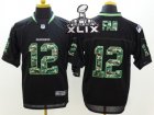 2015 Super Bowl XLIX Nike Seattle Seahawks #12 Fan Black jerseys(Elite Camo Fashion)
