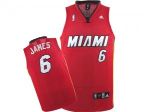 Heat #6 LeBron James Red Swingman Jersey