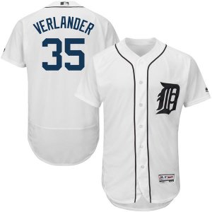 2016 Men Detroit Tigers #35 Justin Verlander Majestic White Flexbase Authentic Collection Player Jersey