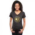 Womens Atlanta Hawks Gold Collection V-Neck Tri-Blend T-Shirt Black