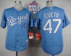 Kansas City Royals #47 Johnny Cueto Light Blue Alternate 1 Cool Base W 2015 World Series Patch Stitched MLB Jersey