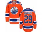 Mens Reebok Edmonton Oilers #29 Leon Draisaitl Authentic Orange Third NHL Jersey