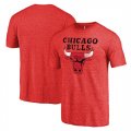 Chicago Bulls Fanatics Branded Heather Red Distressed Team Logo Tri-Blend T-Shirt