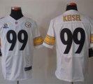 Nike Steelers #99 Brett Keisel White With Hall of Fame 50th Patch NFL Elite Jersey