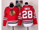 NHL Chicago Blackhawks #28 Ben Smith Red 2014 Stadium Series 2015 Stanley Cup Champions jerseys