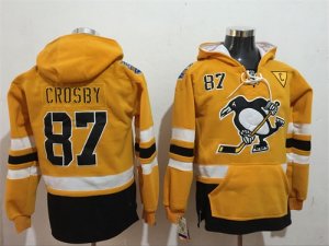 Penguins #87 Sidney Crosby Yellow All Stitched Hooded Sweatshirt