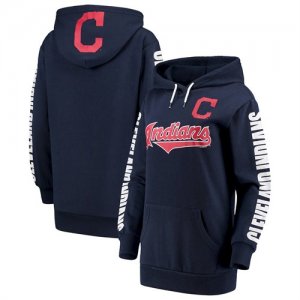 Cleveland Indians G III 4Her by Carl Banks Women\'s Extra Innings Pullover Hoodie Navy