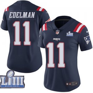 Nike Patriots #11 Julian Edelman Navy Women 2019 Super Bowl LIII Color Rush Limited Jersey
