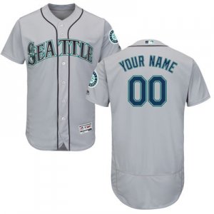 Men Seattle Mariners Majestic Gray Flexbase Authentic Collection Custom Jersey
