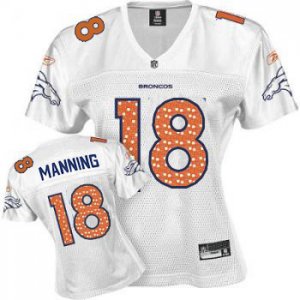 Women NFL Jersey denver broncos #18 Peyton Manning White Women\'s Sweetheart