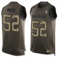 Mens Nike Oakland Raiders #52 Khalil Mack Limited Green Salute to Service Tank Top NFL Jersey