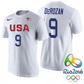Demar Derozan USA Dream Twelve Team #9 2016 Rio Olympics White T-Shirt