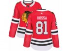 Womens Adidas Chicago Blackhawks #81 Marian Hossa Authentic Red Home NHL Jersey