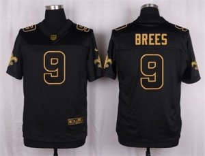 Nike New Orleans Saints #9 Drew Brees Black Pro Line Gold Collection Jersey(Elite)