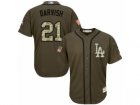 Youth Majestic Los Angeles Dodgers #21 Yu Darvish Replica Green Salute to Service MLB Jersey