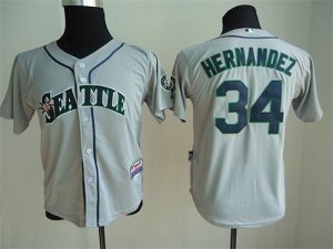 Yout mlb Seattle Mariners #34 Hernandez Grey jersey