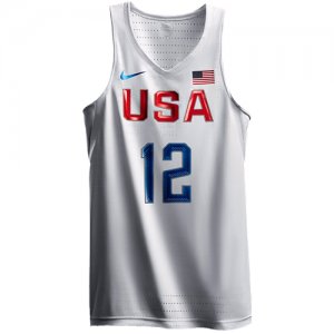 Men\'s Nike Team USA #12 DeMarcus Cousins Swingman White 2016 Olympic Basketball Jersey