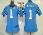 Women Nike Panthers #1 Cam Newton Blue Alternate Super Bowl 50 Stitched Jersey