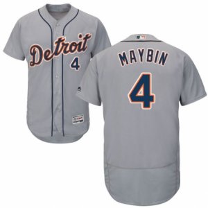 Men\'s Majestic Detroit Tigers #4 Cameron Maybin Grey Flexbase Authentic Collection MLB Jersey