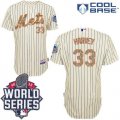New York Mets #33 Matt Harvey Cream(Blue Strip) USMC Cool Base W 2015 World Series Patch Stitched MLB Jersey