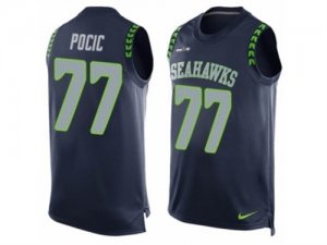 Mens Nike Seattle Seahawks #77 Ethan Pocic Limited Steel Blue Player Name & Number Tank Top NFL Jersey