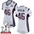 Womens Nike New England Patriots #46 James Develin Elite White Super Bowl LI 51 NFL Jersey