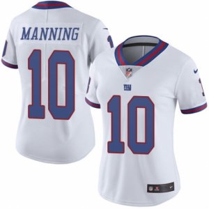 Women\'s Nike New York Giants #10 Eli Manning Limited White Rush NFL Jersey