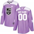 Mens Los Angeles Kings Purple Adidas Hockey Fights Cancer Custom Practice Jersey