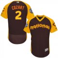Mens Majestic Cincinnati Reds #2 Zack Cozart Brown 2016 All-Star National League BP Authentic Collection Flex Base MLB Jersey