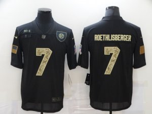 Nike Steelers #7 Ben Roethlisberger Black Camo 2020 Salute To Service Limited Jersey