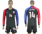 USA #14 Williams Away Long Sleeves Soccer Country Jersey